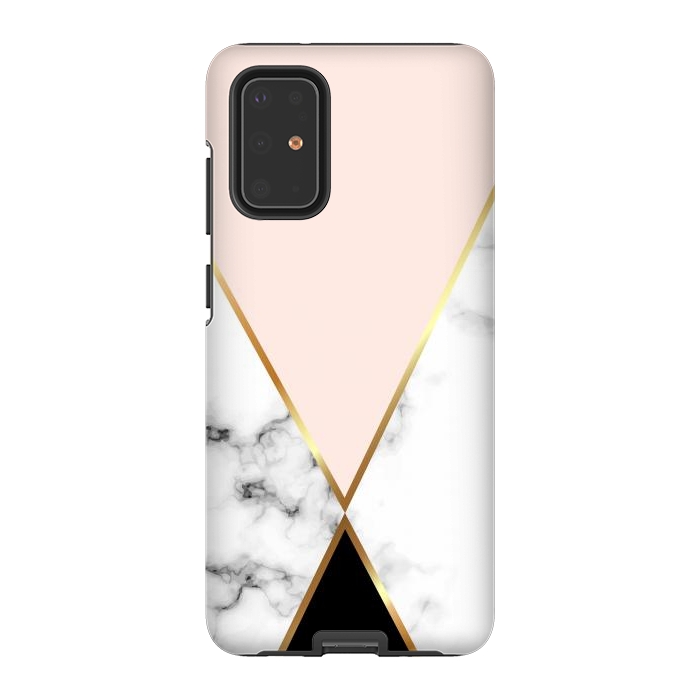 Galaxy S20 Plus StrongFit Vector Marble Geometric Background with Black and Gold Triangles by ArtsCase