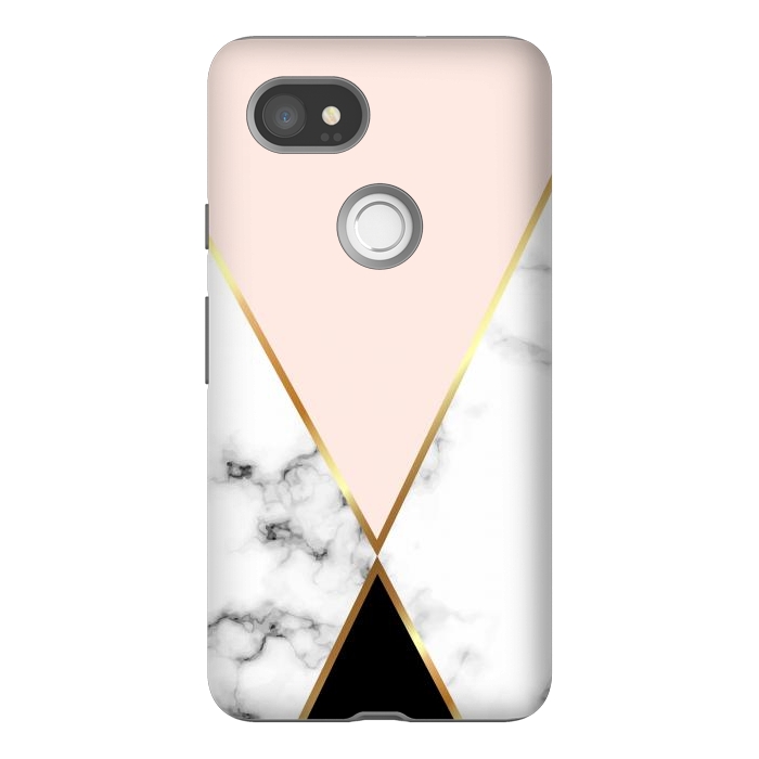 Pixel 2XL StrongFit Vector Marble Geometric Background with Black and Gold Triangles by ArtsCase
