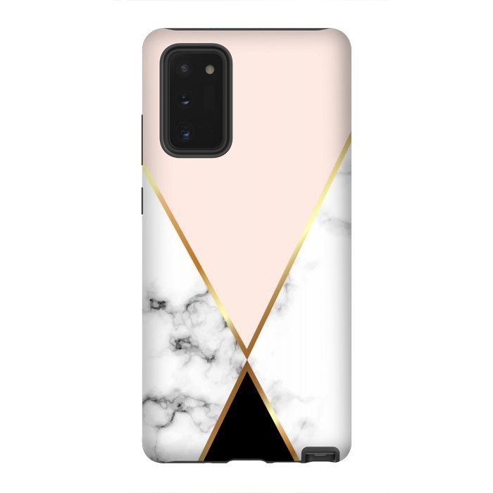 Galaxy Note 20 StrongFit Vector Marble Geometric Background with Black and Gold Triangles by ArtsCase