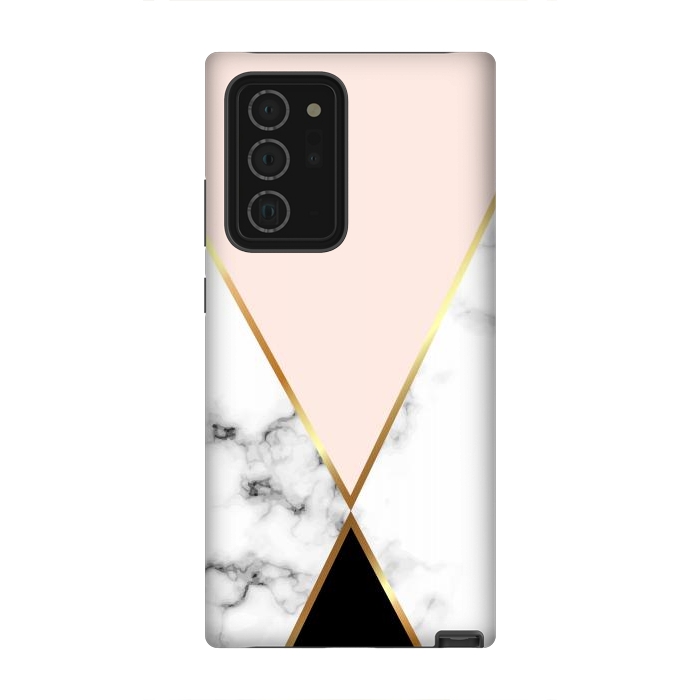 Galaxy Note 20 Ultra StrongFit Vector Marble Geometric Background with Black and Gold Triangles by ArtsCase
