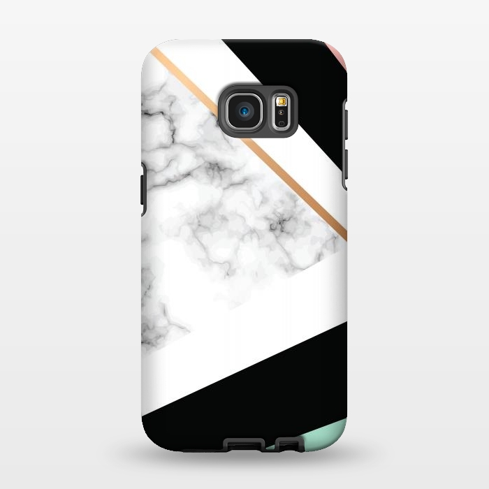 Galaxy S7 EDGE StrongFit Vector Marble Texture Design with Golden Geometric Lines by ArtsCase