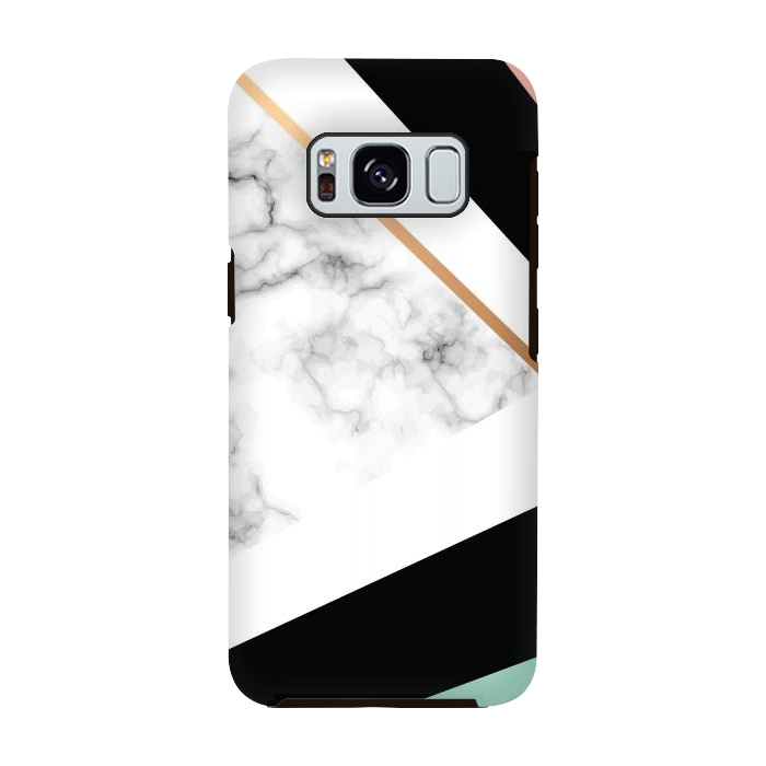 Galaxy S8 StrongFit Vector Marble Texture Design with Golden Geometric Lines by ArtsCase