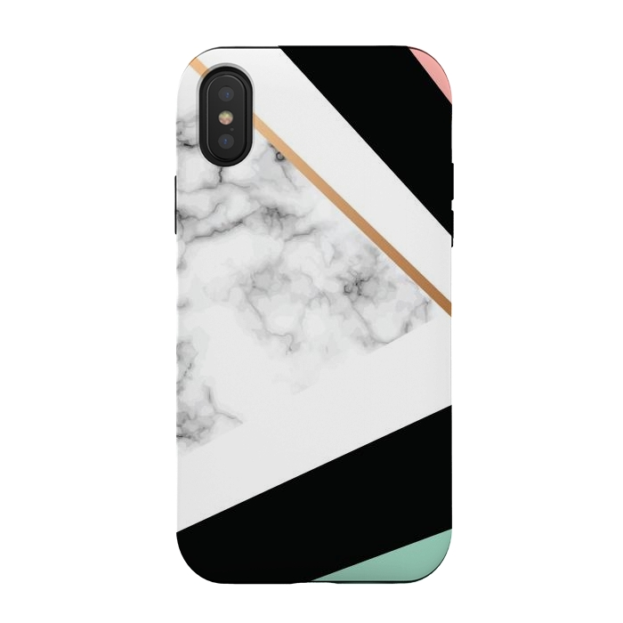 iPhone Xs / X StrongFit Vector Marble Texture Design with Golden Geometric Lines by ArtsCase