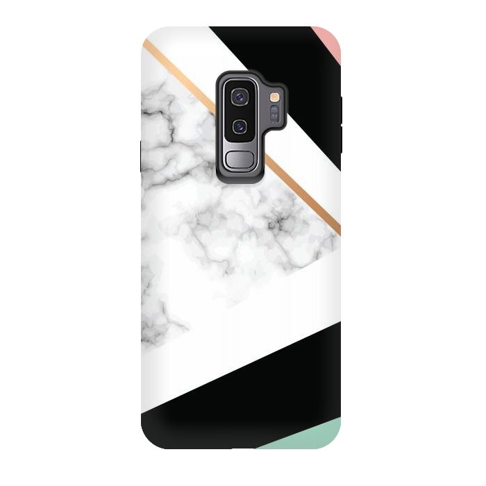 Galaxy S9 plus StrongFit Vector Marble Texture Design with Golden Geometric Lines by ArtsCase