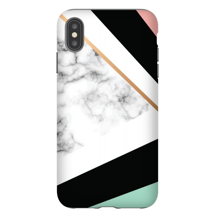 iPhone Xs Max StrongFit Vector Marble Texture Design with Golden Geometric Lines by ArtsCase
