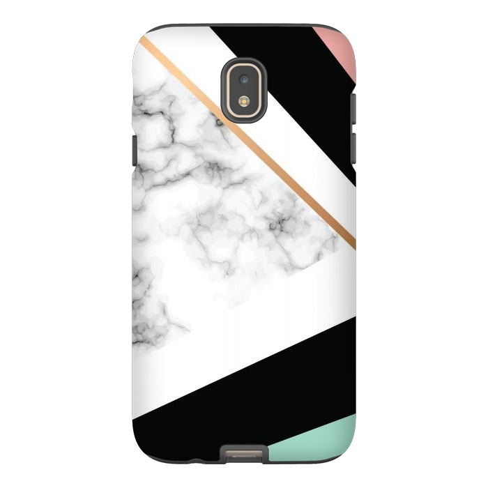 Galaxy J7 StrongFit Vector Marble Texture Design with Golden Geometric Lines by ArtsCase