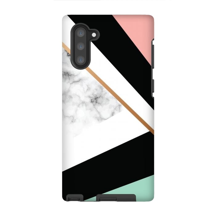 Galaxy Note 10 StrongFit Vector Marble Texture Design with Golden Geometric Lines by ArtsCase