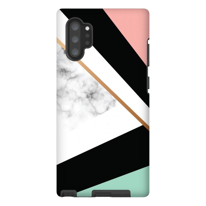 Galaxy Note 10 plus StrongFit Vector Marble Texture Design with Golden Geometric Lines by ArtsCase