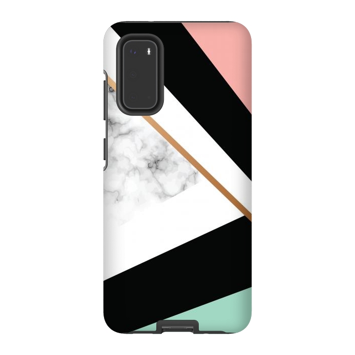 Galaxy S20 StrongFit Vector Marble Texture Design with Golden Geometric Lines by ArtsCase