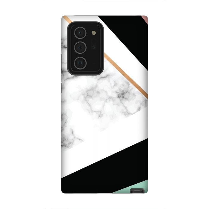 Galaxy Note 20 Ultra StrongFit Vector Marble Texture Design with Golden Geometric Lines by ArtsCase