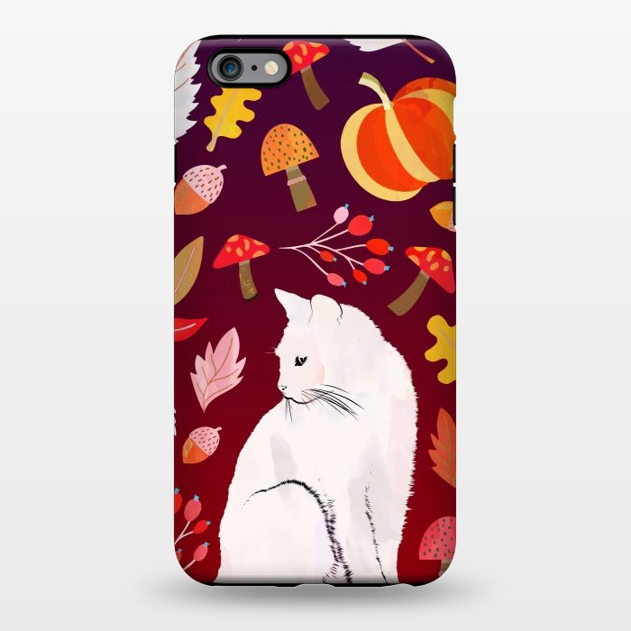 iPhone 6/6s plus StrongFit White cat and autumn nature pattern by Oana 