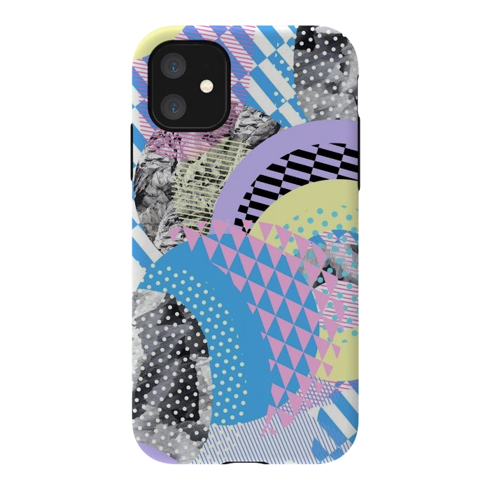 iPhone 11 StrongFit Multicoloured playful pop-art collage by Oana 