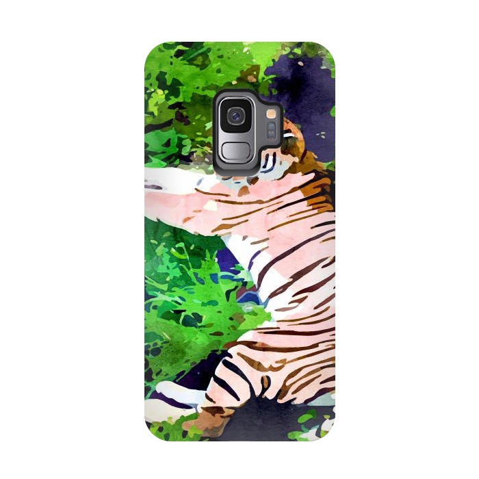 Galaxy S9 StrongFit Blush Tiger by Uma Prabhakar Gokhale