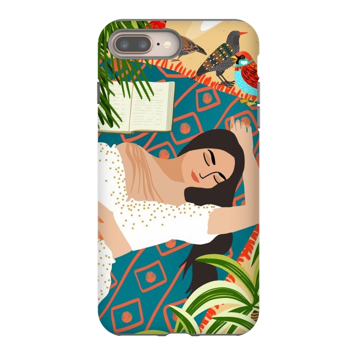 iPhone 8 plus StrongFit Beach. Read. Sleep. | Boho Woman Sea Beachy Travel | Summer Birds Sand Picnic Ocean Vacation by Uma Prabhakar Gokhale