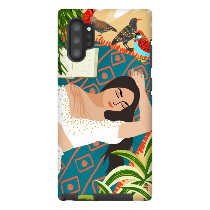 Galaxy Note 10 plus StrongFit Beach. Read. Sleep. | Boho Woman Sea Beachy Travel | Summer Birds Sand Picnic Ocean Vacation by Uma Prabhakar Gokhale