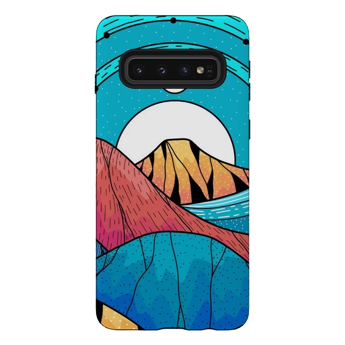 Galaxy S10 StrongFit Blue sea hills by Steve Wade (Swade)