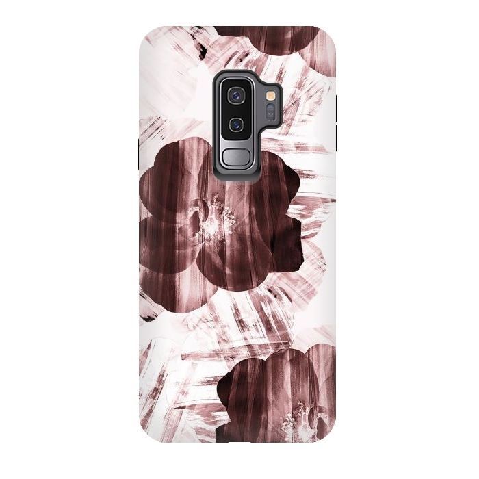 Galaxy S9 plus StrongFit Brushed dark pink rose petals by Oana 