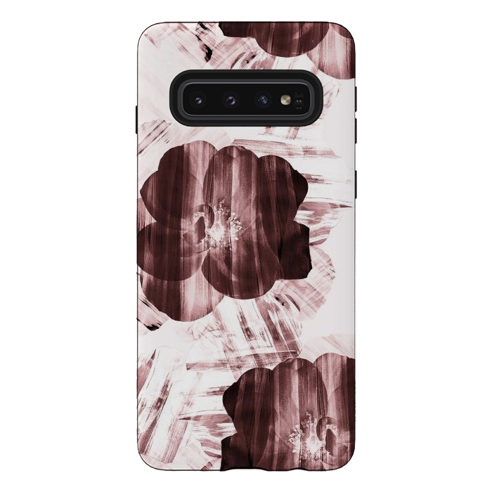 Galaxy S10 StrongFit Brushed dark pink rose petals by Oana 