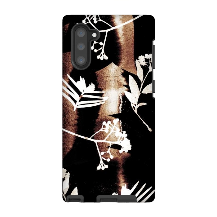 Galaxy Note 10 StrongFit Cyanotype brown painted wild plants pattern by Oana 