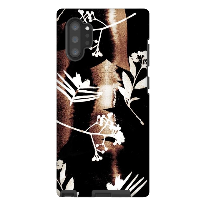 Galaxy Note 10 plus StrongFit Cyanotype brown painted wild plants pattern by Oana 