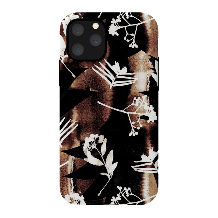 iPhone 11 Pro StrongFit Cyanotype brown painted wild plants pattern by Oana 