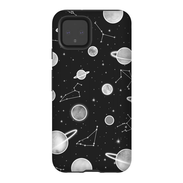 Pixel 4 StrongFit Aesthetic black&white space by Jms