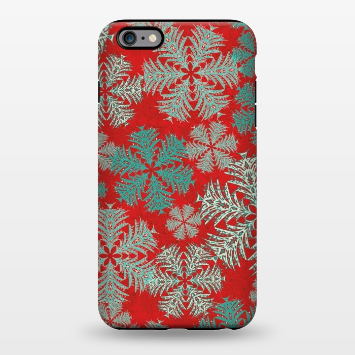 iPhone 6/6s plus StrongFit Xmas Snowflakes Red Aqua by Lotti Brown