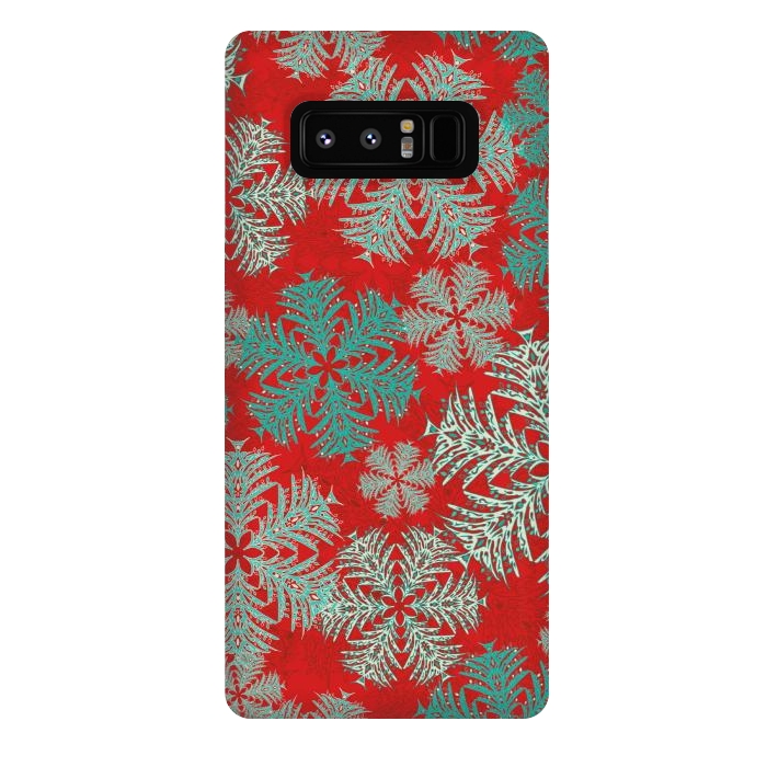 Galaxy Note 8 StrongFit Xmas Snowflakes Red Aqua by Lotti Brown