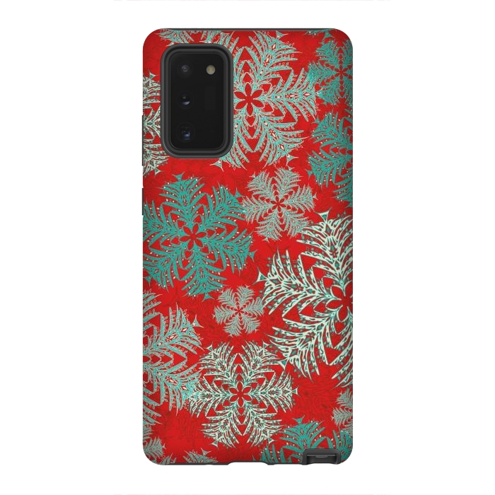 Galaxy Note 20 StrongFit Xmas Snowflakes Red Aqua by Lotti Brown