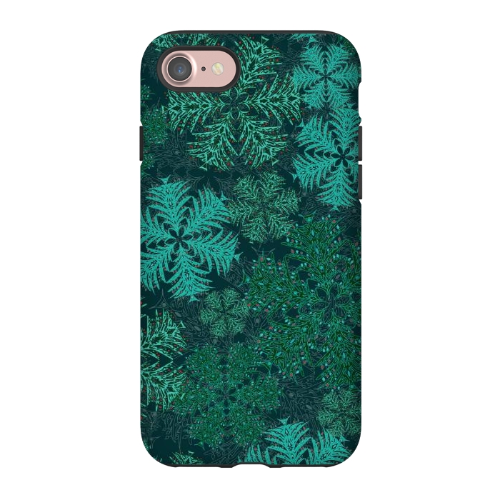 iPhone 7 StrongFit Xmas Snowflakes Teal by Lotti Brown