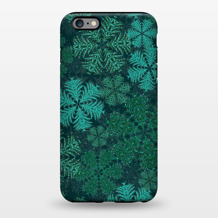 iPhone 6/6s plus StrongFit Xmas Snowflakes Teal by Lotti Brown