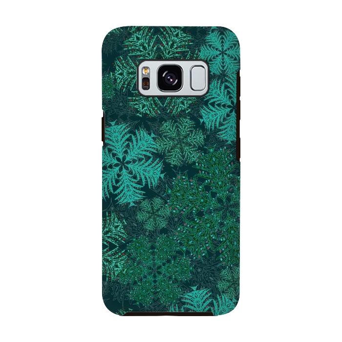 Galaxy S8 StrongFit Xmas Snowflakes Teal by Lotti Brown