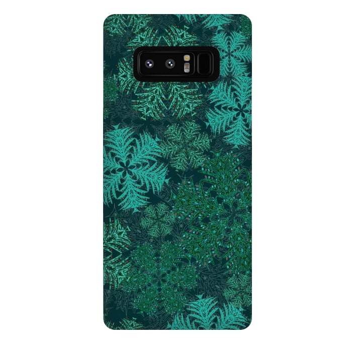 Galaxy Note 8 StrongFit Xmas Snowflakes Teal by Lotti Brown