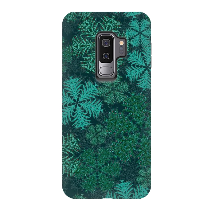 Galaxy S9 plus StrongFit Xmas Snowflakes Teal by Lotti Brown