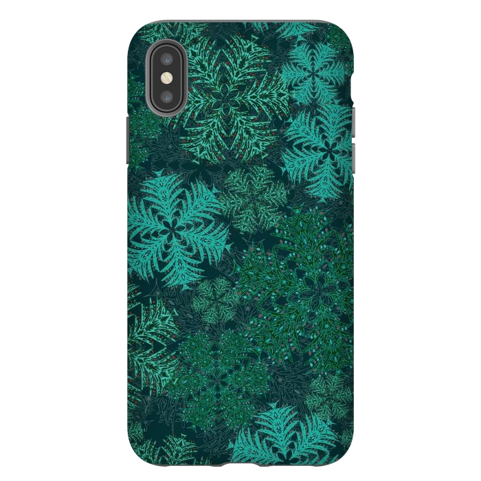 iPhone Xs Max StrongFit Xmas Snowflakes Teal by Lotti Brown