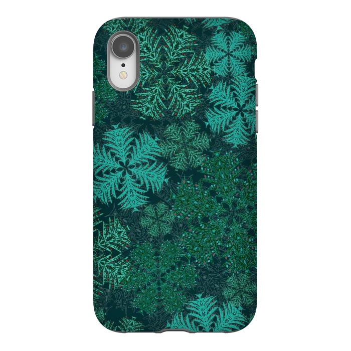 iPhone Xr StrongFit Xmas Snowflakes Teal by Lotti Brown