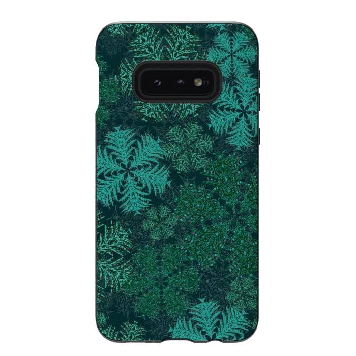 Galaxy S10e StrongFit Xmas Snowflakes Teal by Lotti Brown