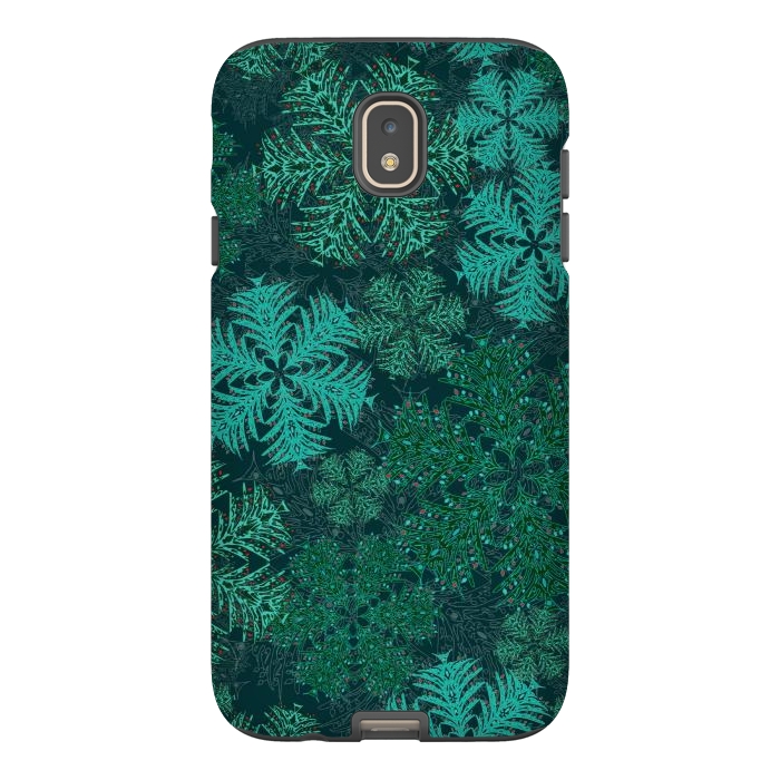 Galaxy J7 StrongFit Xmas Snowflakes Teal by Lotti Brown