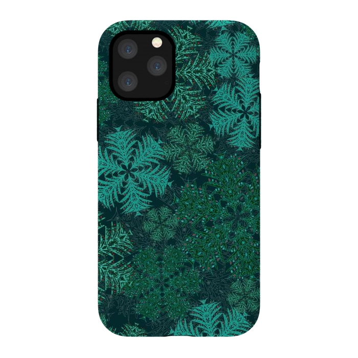 iPhone 11 Pro StrongFit Xmas Snowflakes Teal by Lotti Brown