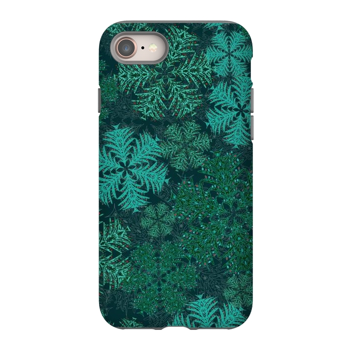 iPhone SE StrongFit Xmas Snowflakes Teal by Lotti Brown