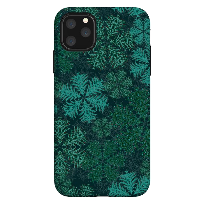 iPhone 11 Pro Max StrongFit Xmas Snowflakes Teal by Lotti Brown
