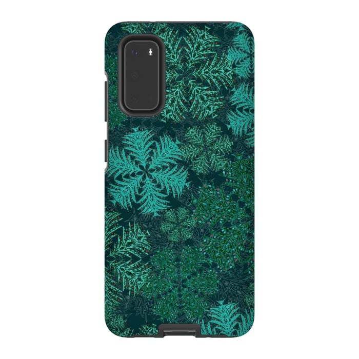 Galaxy S20 StrongFit Xmas Snowflakes Teal by Lotti Brown
