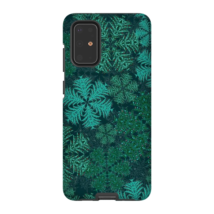 Galaxy S20 Plus StrongFit Xmas Snowflakes Teal by Lotti Brown