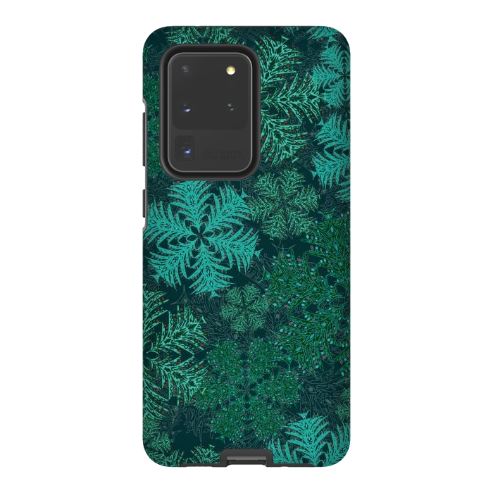 Galaxy S20 Ultra StrongFit Xmas Snowflakes Teal by Lotti Brown
