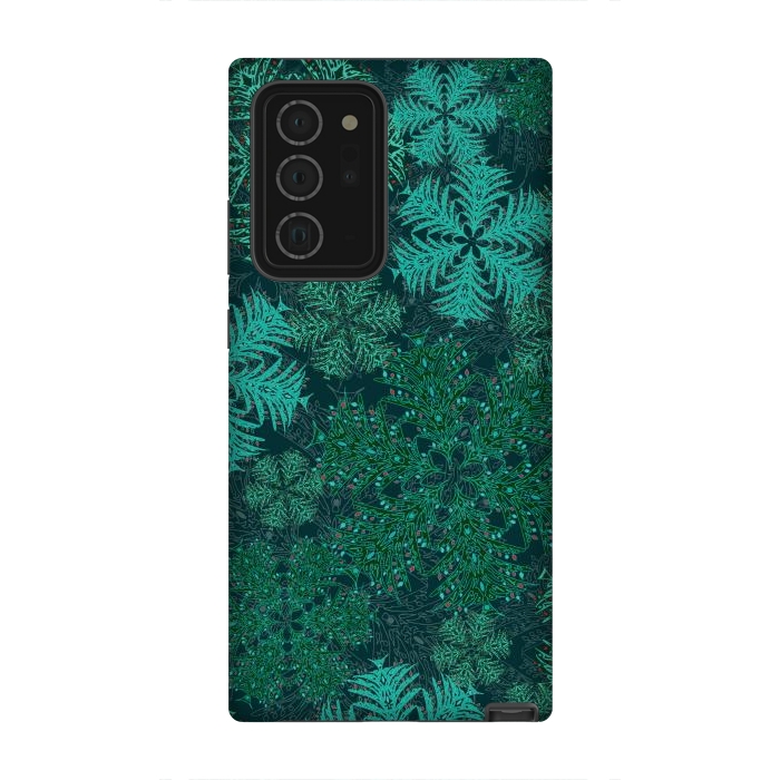 Galaxy Note 20 Ultra StrongFit Xmas Snowflakes Teal by Lotti Brown