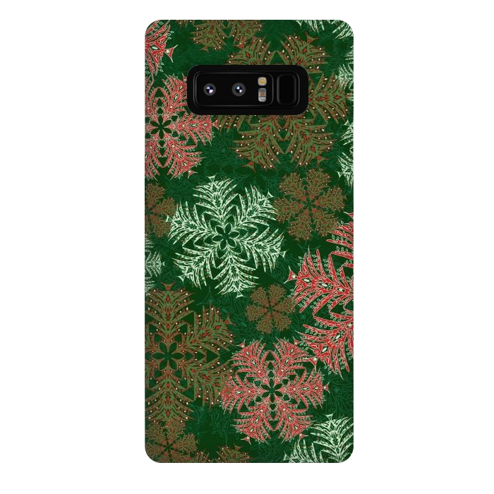 Galaxy Note 8 StrongFit Xmas Snowflakes Red & Green by Lotti Brown