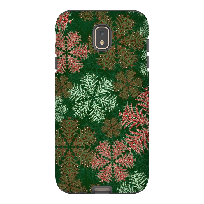 Galaxy J7 StrongFit Xmas Snowflakes Red & Green by Lotti Brown