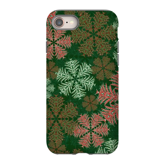 iPhone SE StrongFit Xmas Snowflakes Red & Green by Lotti Brown