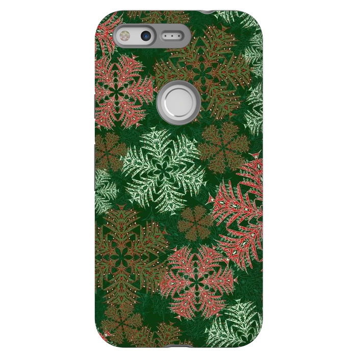 Pixel StrongFit Xmas Snowflakes Red & Green by Lotti Brown
