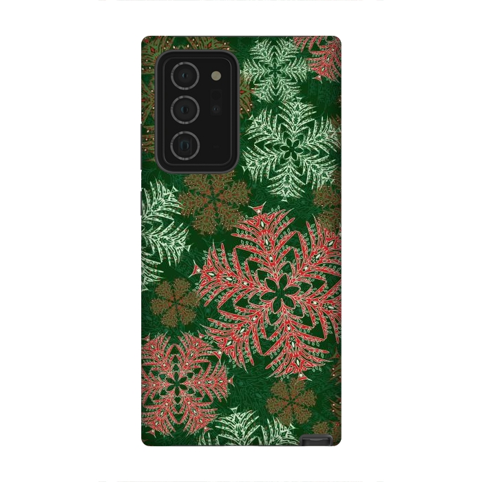 Galaxy Note 20 Ultra StrongFit Xmas Snowflakes Red & Green by Lotti Brown
